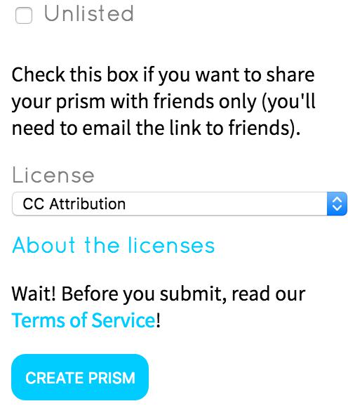 listed vs unlisted prism interface