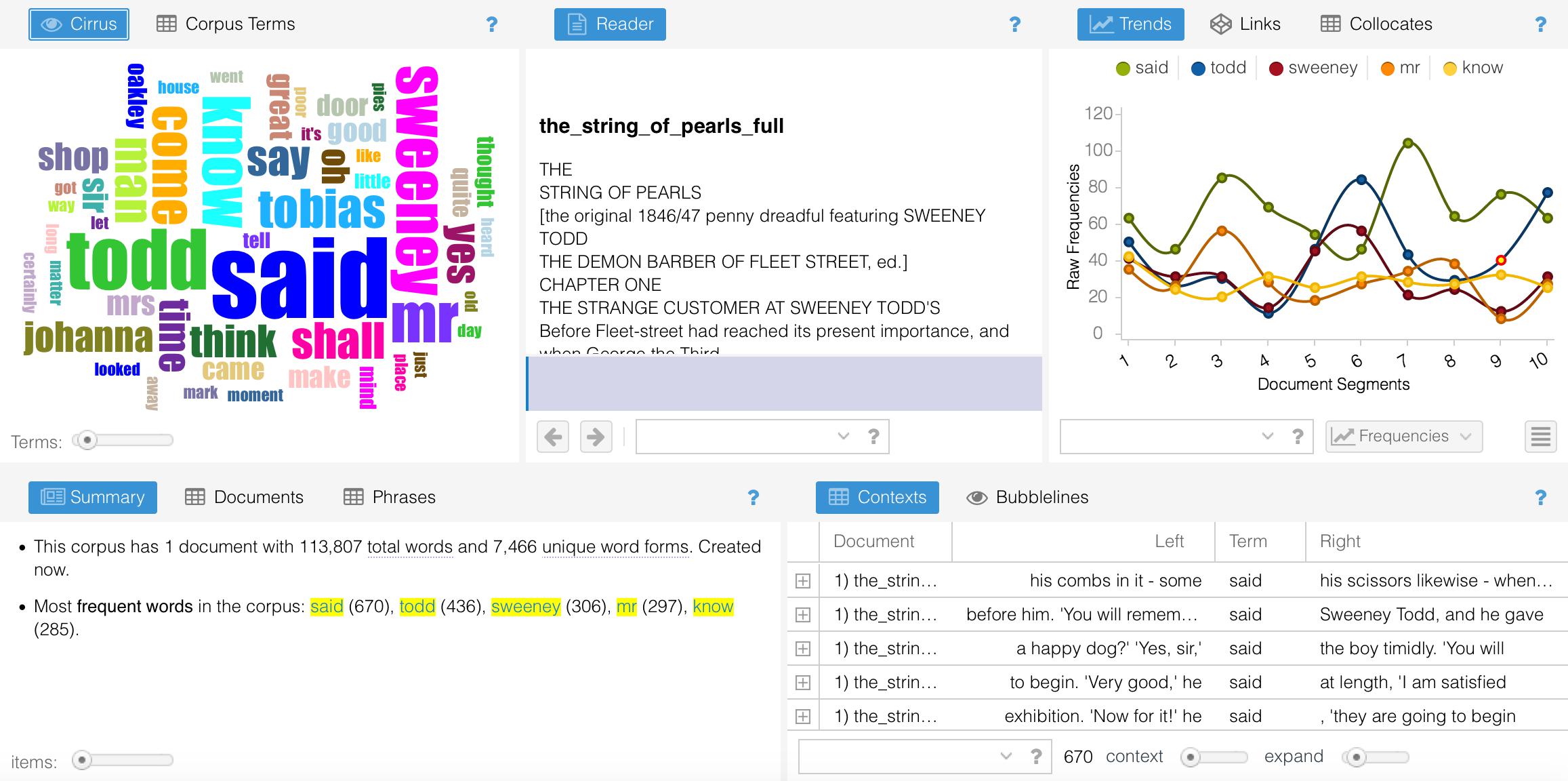 default view of string of pearls in voyant